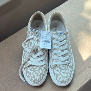 J. Crew Beige and White Patterned Sneakers